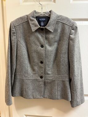 Ann Taylor Gray Wool-Blend Tailored Button Jacket